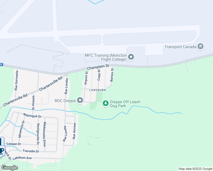 map of restaurants, bars, coffee shops, grocery stores, and more near 36 Appleton Street in Dieppe