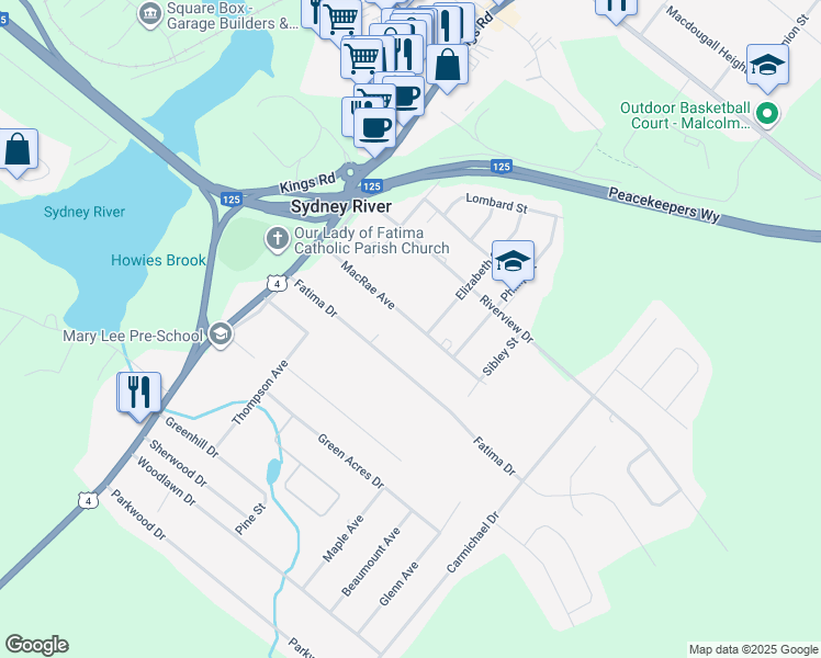 map of restaurants, bars, coffee shops, grocery stores, and more near 116 Macrae Avenue in Sydney