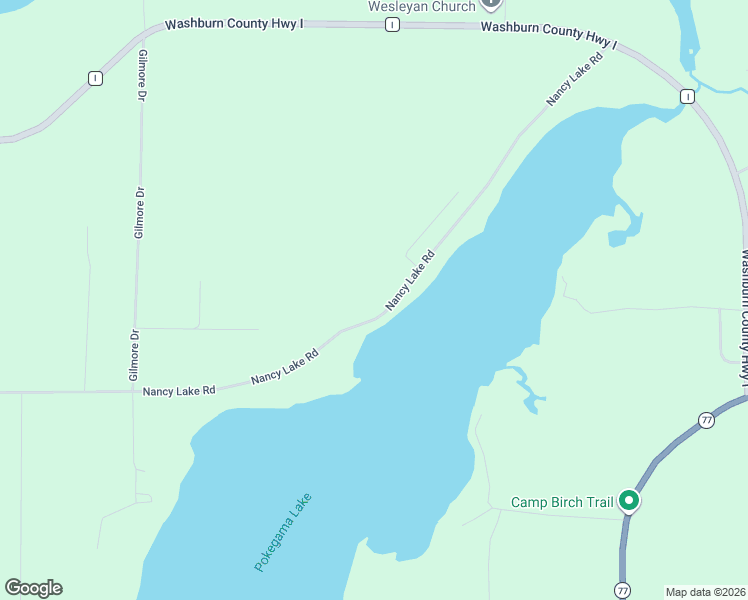 map of restaurants, bars, coffee shops, grocery stores, and more near W6524 Nancy Lake Road in Minong