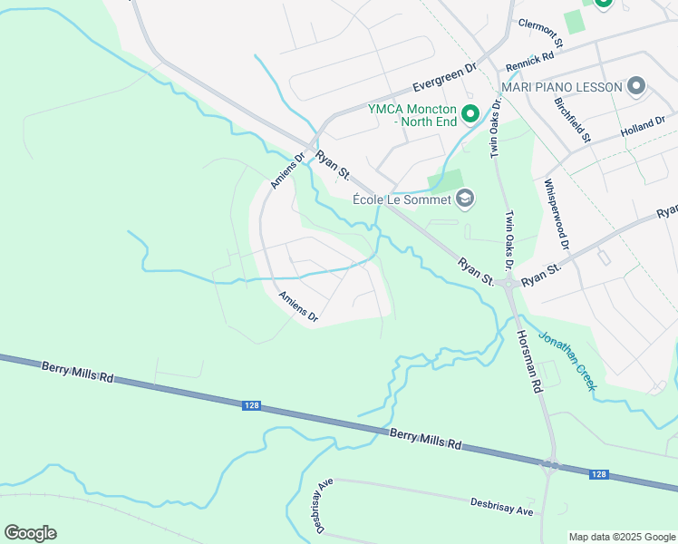 map of restaurants, bars, coffee shops, grocery stores, and more near 46 Salengro Crescent in Moncton