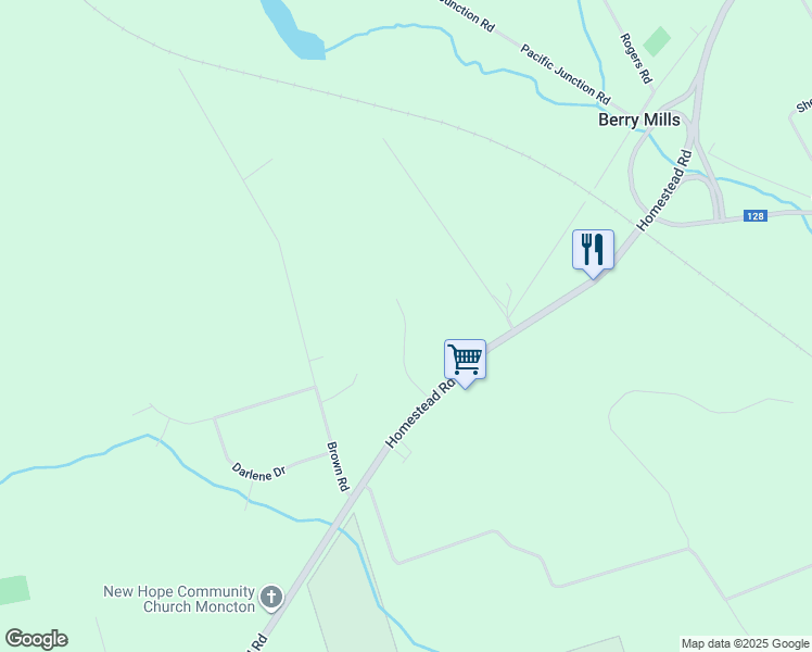 map of restaurants, bars, coffee shops, grocery stores, and more near Amber Ridge Court in Berry Mills