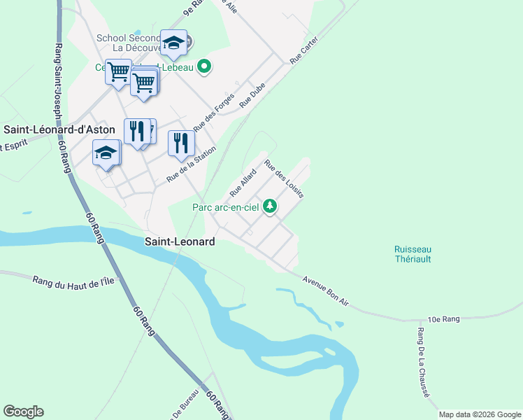 map of restaurants, bars, coffee shops, grocery stores, and more near 31 Rue Caya in Saint-Léonard-d'Aston