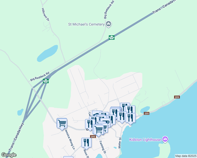 map of restaurants, bars, coffee shops, grocery stores, and more near in Baddeck