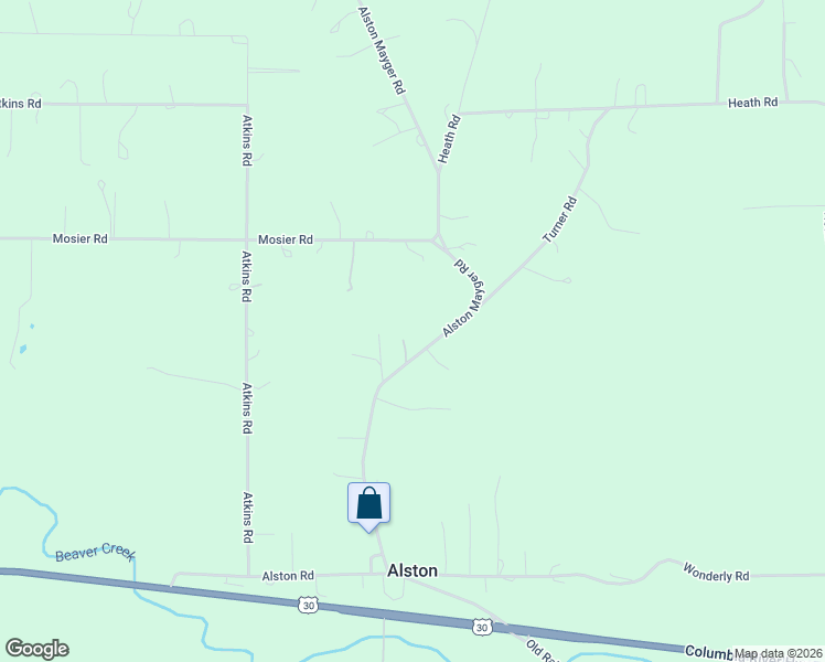 map of restaurants, bars, coffee shops, grocery stores, and more near 76456 Alston Mayger Road in Rainier