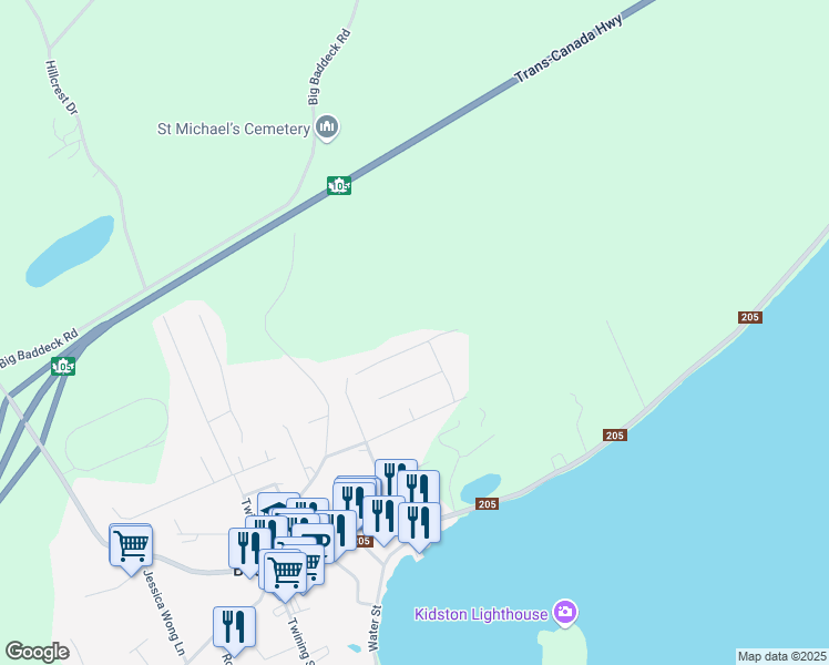 map of restaurants, bars, coffee shops, grocery stores, and more near 4 Alexander Drive in Baddeck