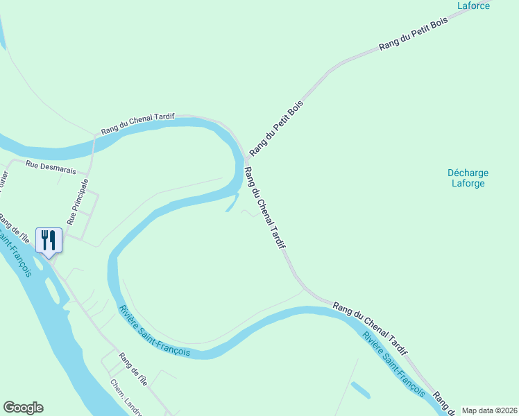 map of restaurants, bars, coffee shops, grocery stores, and more near 297 Rang du Chenal Tardif in Pierreville