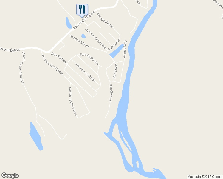 map of restaurants, bars, coffee shops, grocery stores, and more near Rue Clément in Lanaudière
