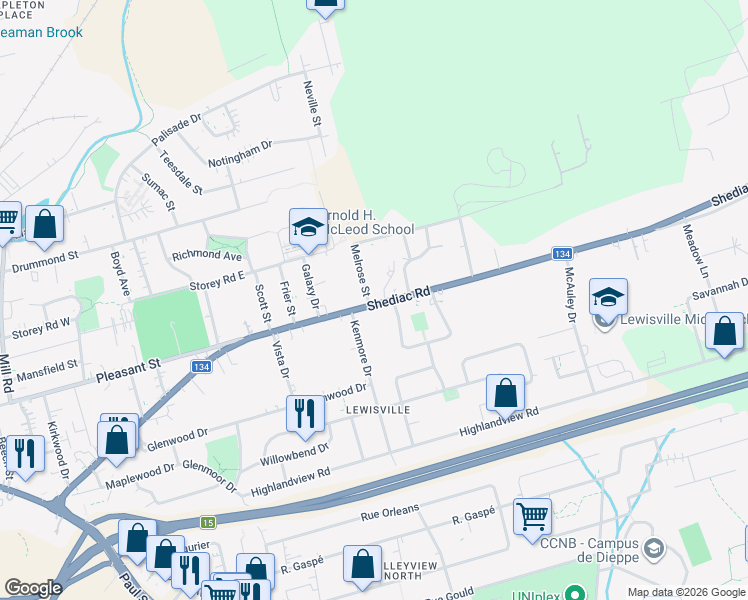 map of restaurants, bars, coffee shops, grocery stores, and more near in Moncton
