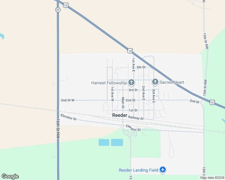 map of restaurants, bars, coffee shops, grocery stores, and more near 1st Avenue West in Reeder