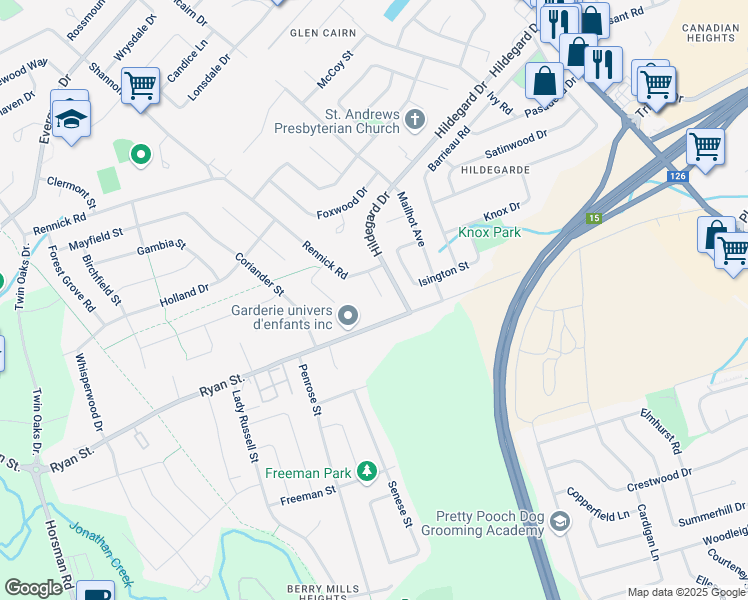 map of restaurants, bars, coffee shops, grocery stores, and more near 26 Sutton Court in Moncton