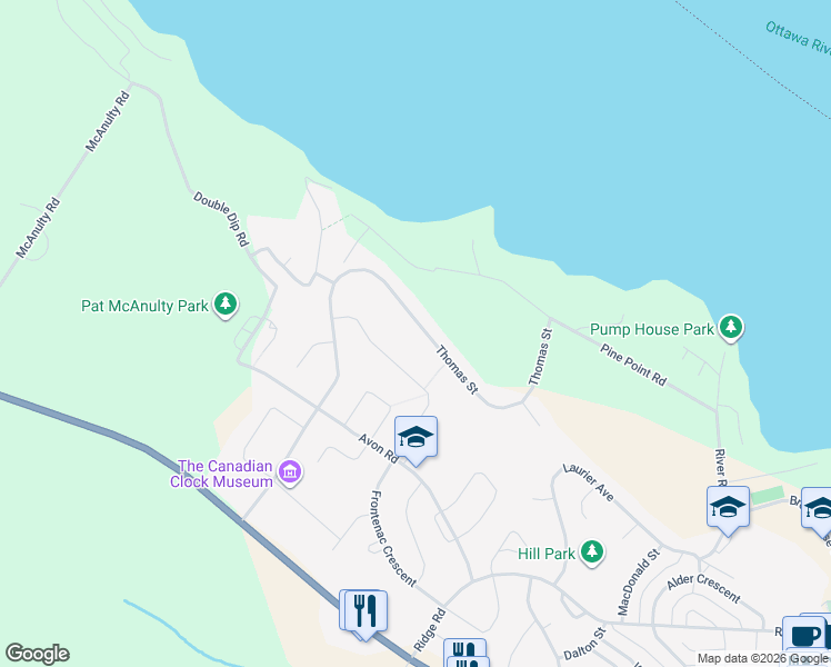 map of restaurants, bars, coffee shops, grocery stores, and more near 219 Thomas Street in Deep River