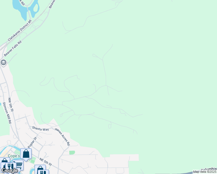 map of restaurants, bars, coffee shops, grocery stores, and more near 18422 Haven Acres Road in Clatskanie