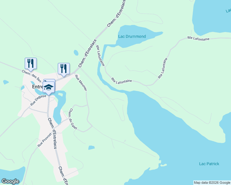 map of restaurants, bars, coffee shops, grocery stores, and more near Rue Rock in Lanaudière
