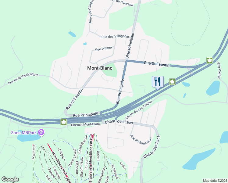 map of restaurants, bars, coffee shops, grocery stores, and more near 1208 Rue de la Pisciculture in Mont-Blanc