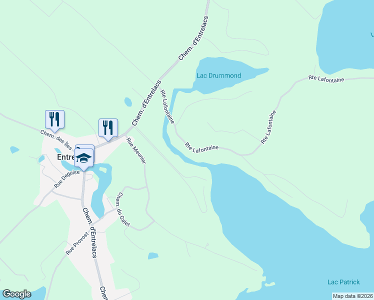 map of restaurants, bars, coffee shops, grocery stores, and more near 300 Route Lafontaine in Entrelacs
