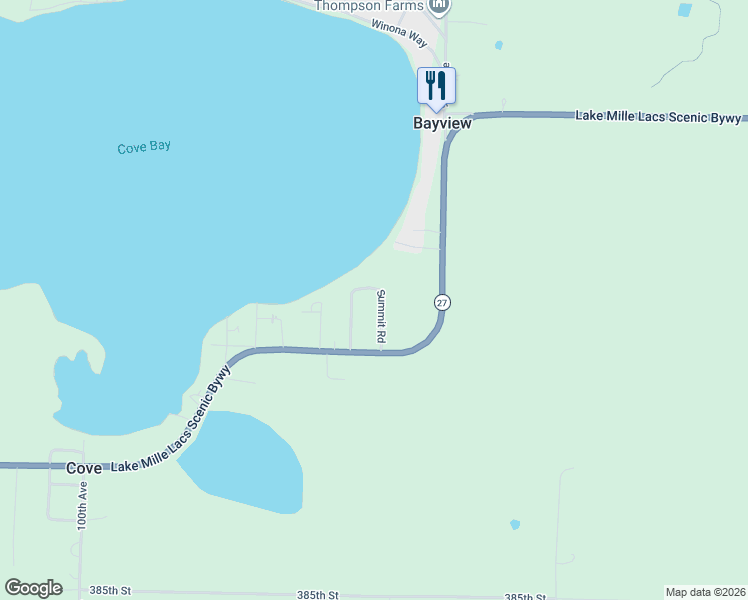 map of restaurants, bars, coffee shops, grocery stores, and more near 39119 Summit Road in Onamia