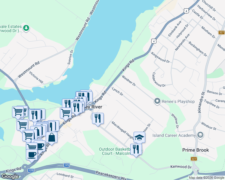 map of restaurants, bars, coffee shops, grocery stores, and more near 12 Lynch Drive in Sydney