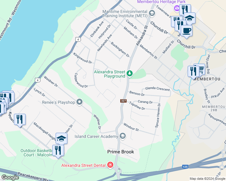 map of restaurants, bars, coffee shops, grocery stores, and more near 20 Oakwood Crescent in Sydney