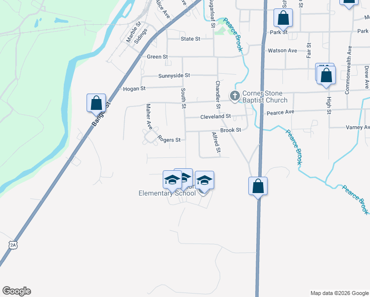 map of restaurants, bars, coffee shops, grocery stores, and more near 2 Rogers Street in Houlton