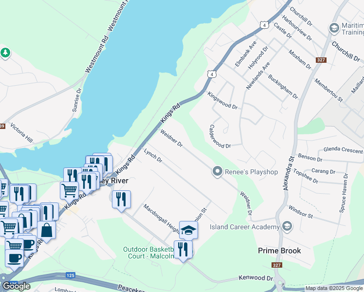 map of restaurants, bars, coffee shops, grocery stores, and more near Weidner Drive in Sydney