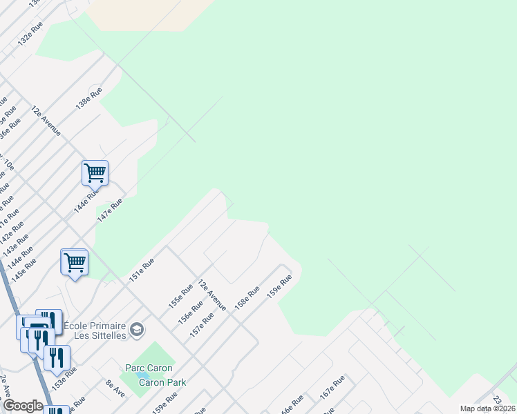 map of restaurants, bars, coffee shops, grocery stores, and more near 15435 Avenue 21e in Saint-Georges