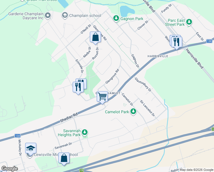 map of restaurants, bars, coffee shops, grocery stores, and more near 9 Firwood Crescent in Moncton