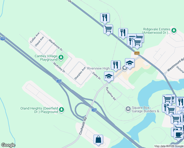 map of restaurants, bars, coffee shops, grocery stores, and more near 1 Anderson Avenue in Sydney