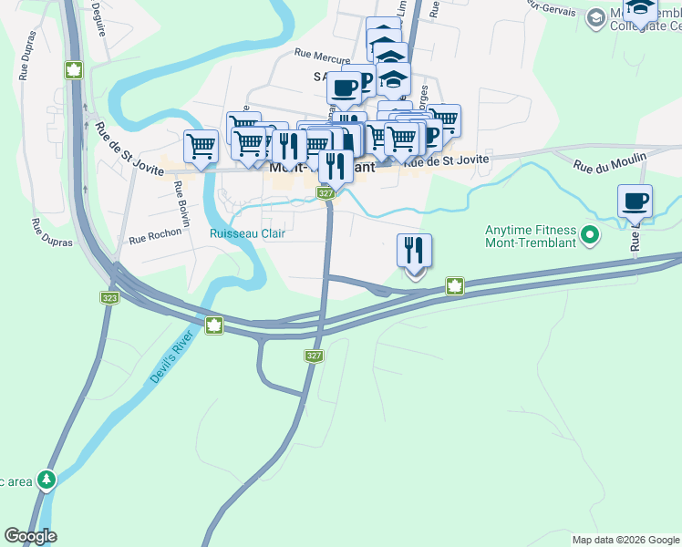 map of restaurants, bars, coffee shops, grocery stores, and more near 980 Rue Lalonde in Mont-Tremblant