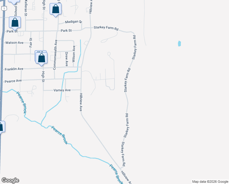 map of restaurants, bars, coffee shops, grocery stores, and more near 21 Aurora Circle in Houlton