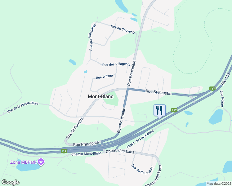 map of restaurants, bars, coffee shops, grocery stores, and more near Allée du 2e in Laurentides
