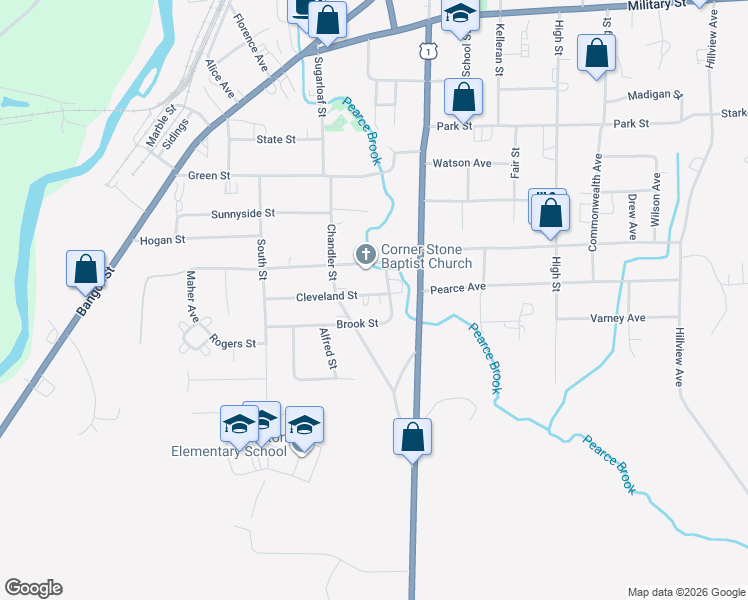 map of restaurants, bars, coffee shops, grocery stores, and more near 4 Cleveland Street in Houlton