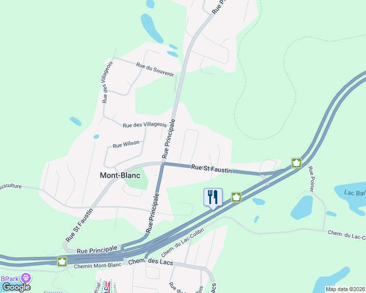 map of restaurants, bars, coffee shops, grocery stores, and more near Rue du Patrimoine in Laurentides