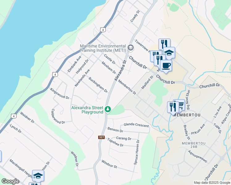 map of restaurants, bars, coffee shops, grocery stores, and more near 443 Alexandra Street in Sydney
