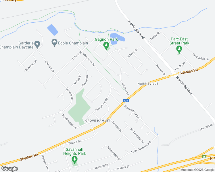 map of restaurants, bars, coffee shops, grocery stores, and more near 159 Glengrove Road in Moncton