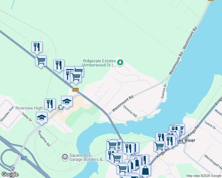 map of restaurants, bars, coffee shops, grocery stores, and more near 56 Kelmere Drive in Sydney