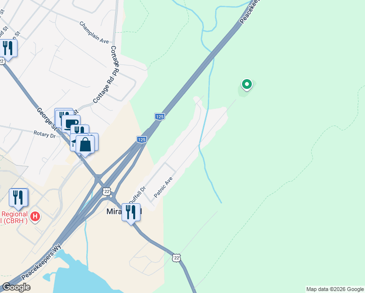 map of restaurants, bars, coffee shops, grocery stores, and more near 96 Duffell Drive in Mira Road