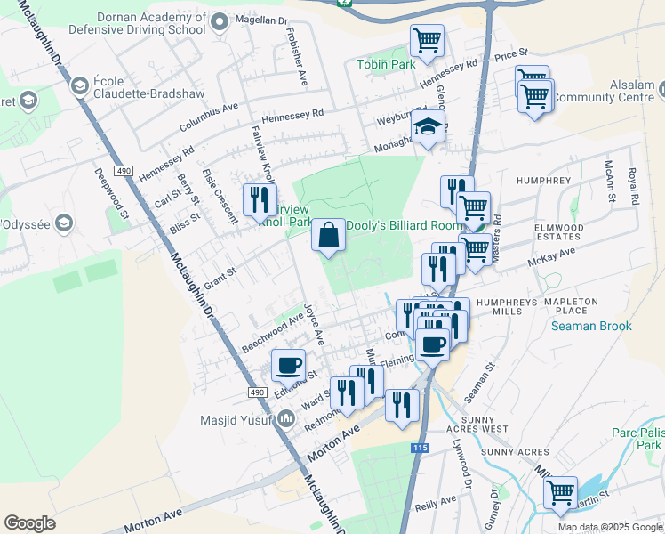 map of restaurants, bars, coffee shops, grocery stores, and more near 110 Murphy Avenue in Moncton