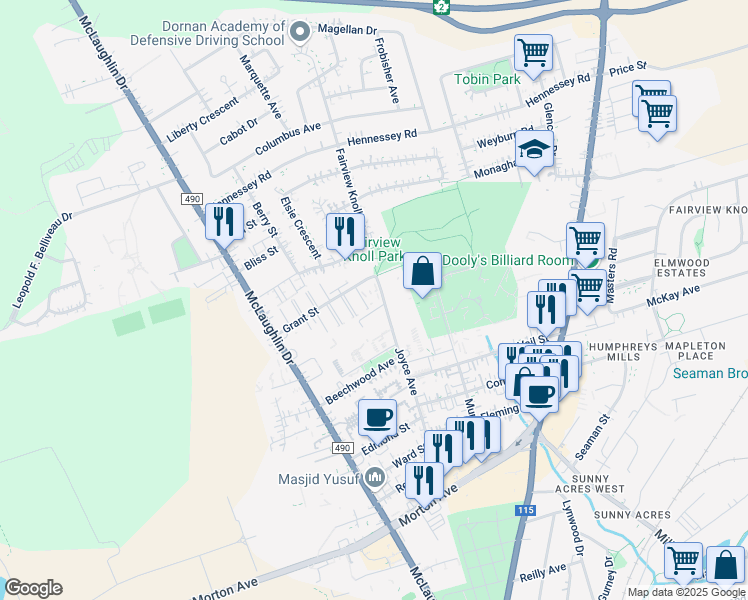 map of restaurants, bars, coffee shops, grocery stores, and more near 160 Joyce Avenue in Moncton