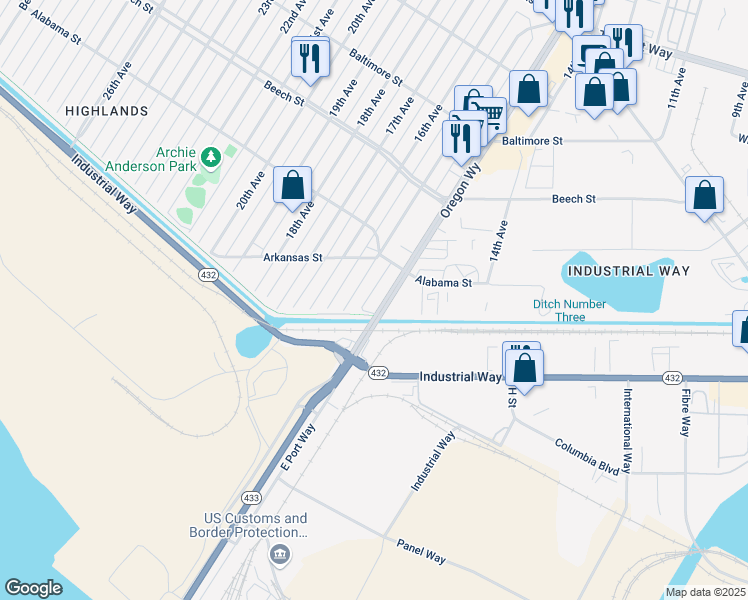 map of restaurants, bars, coffee shops, grocery stores, and more near 139 Oregon Way in Longview