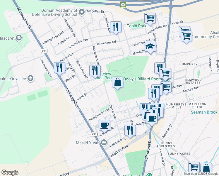map of restaurants, bars, coffee shops, grocery stores, and more near 125 Joyce Avenue in Moncton
