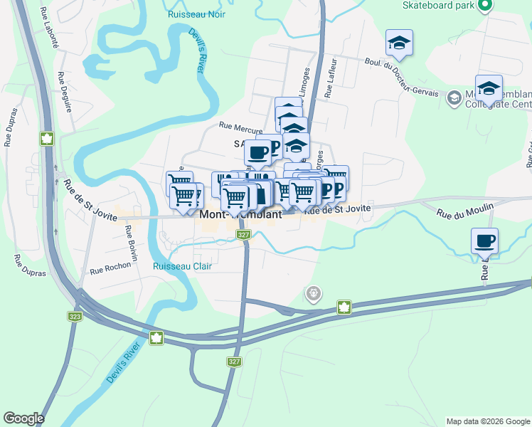 map of restaurants, bars, coffee shops, grocery stores, and more near 959 Rue de Saint Jovite in Mont-Tremblant