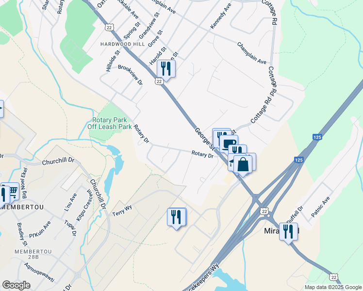 map of restaurants, bars, coffee shops, grocery stores, and more near 537 Rotary Drive in Sydney