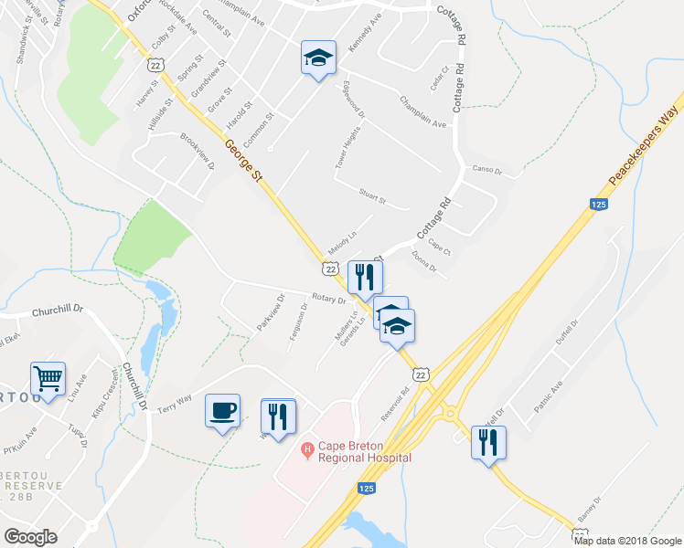 map of restaurants, bars, coffee shops, grocery stores, and more near 1387 George Street in Mira Road