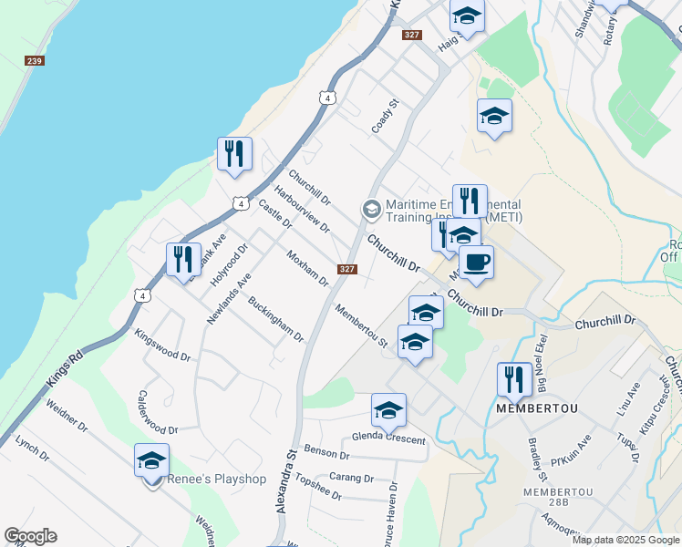 map of restaurants, bars, coffee shops, grocery stores, and more near 374 Alexandra Street in Sydney