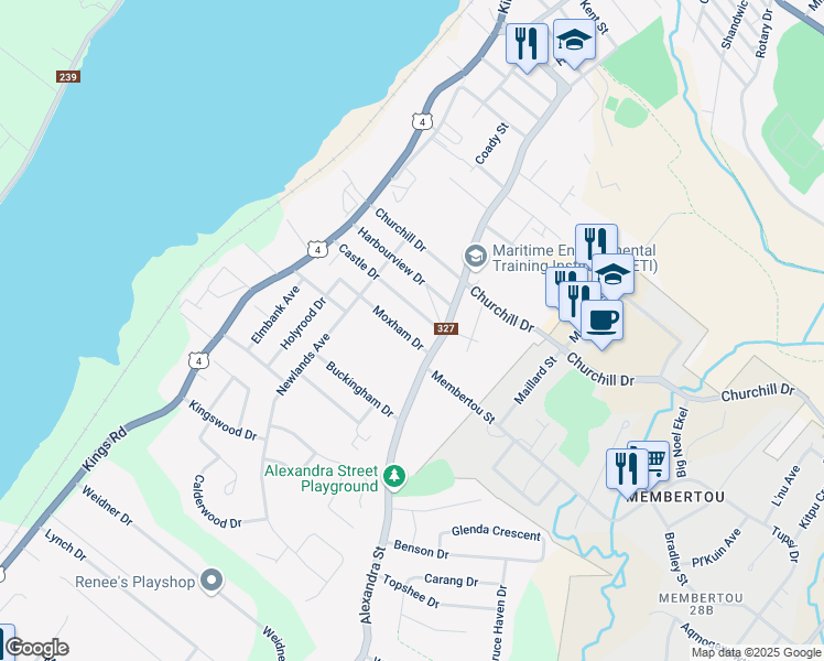 map of restaurants, bars, coffee shops, grocery stores, and more near 124 Moxham Drive in Sydney