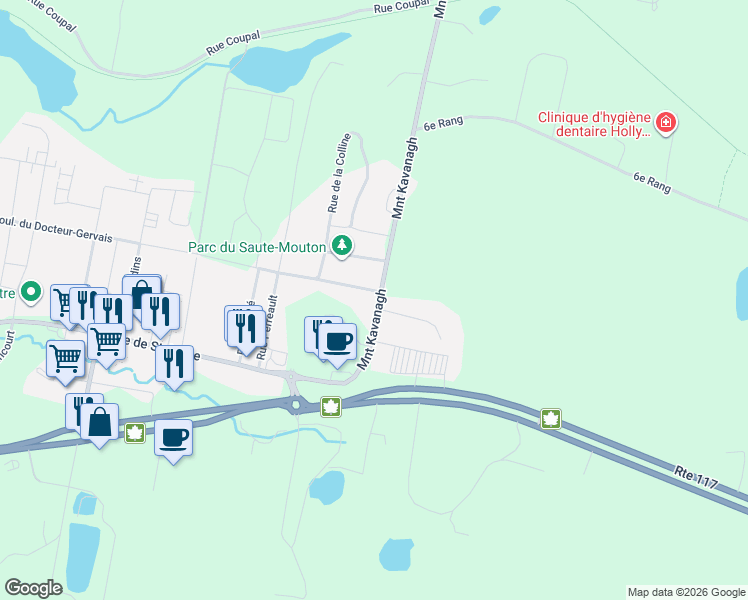map of restaurants, bars, coffee shops, grocery stores, and more near 501 Montée Kavanagh in Mont-Tremblant