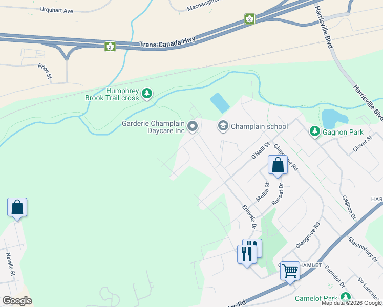 map of restaurants, bars, coffee shops, grocery stores, and more near 255 Erinvale Drive in Moncton