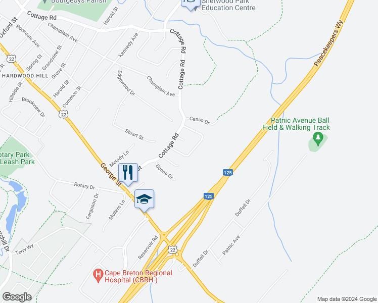 map of restaurants, bars, coffee shops, grocery stores, and more near 47 Melissa Crescent in Sydney
