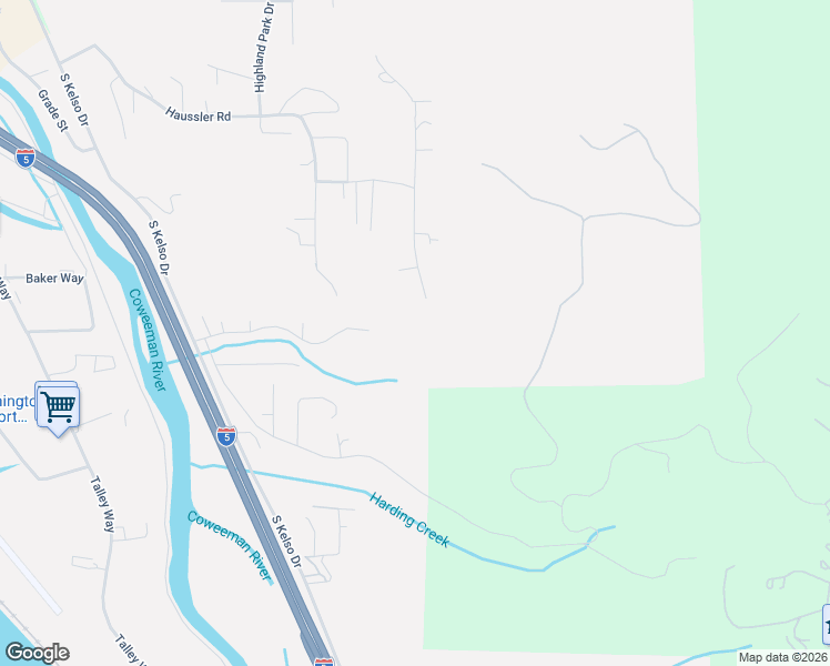 map of restaurants, bars, coffee shops, grocery stores, and more near 163 Cedar Falls Drive in Kelso