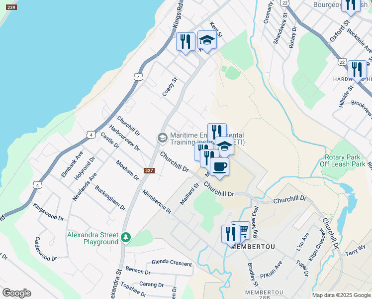 map of restaurants, bars, coffee shops, grocery stores, and more near 70 Towerview Place in Sydney